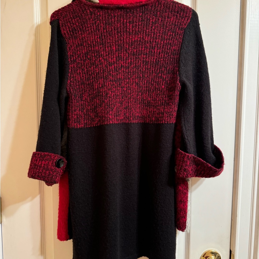 Knit Women’s Long Sleeve Dress With Attached Matching Scarf - Picture 3 of 4